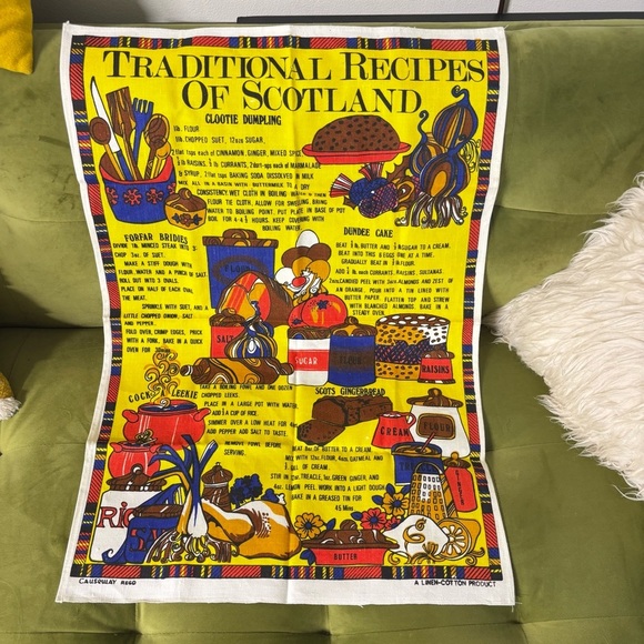 Vintage linen Traditional Recipes of Scotland tea towel by - Picture 1 of 6